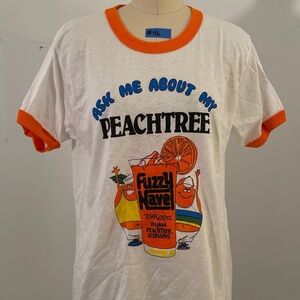 "Ask Me About My Fuzzy Navel" PEACHTREE SCHNAPPS Vintage T-Shirt, Large